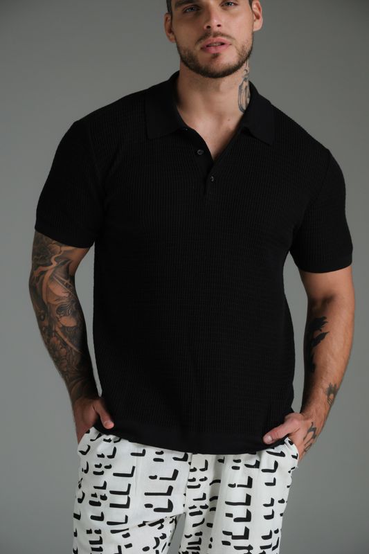 polo tricot preto