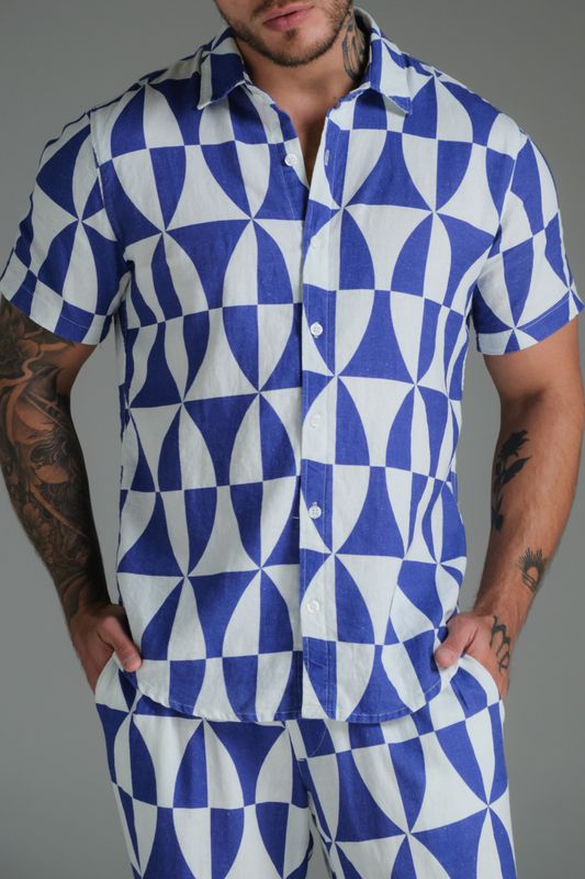 camisa linho mc painel athos bulcão bsb palace azul