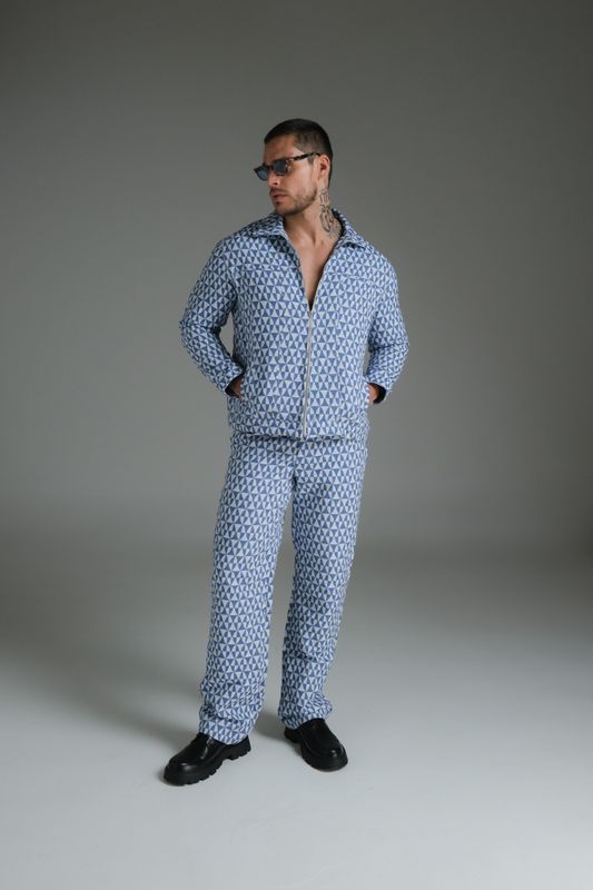 calça jacquard painel athos bulcão azul