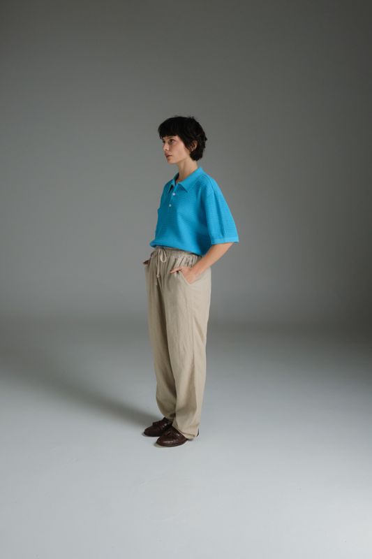 polo tricot azul bebê