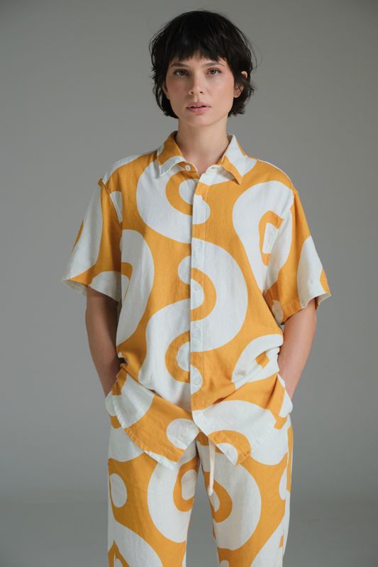 camisa linho mc 3rd floor darlan rosa amarelo