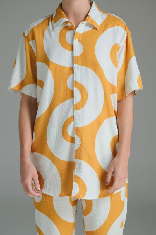 camisa linho mc 3rd floor darlan rosa amarelo