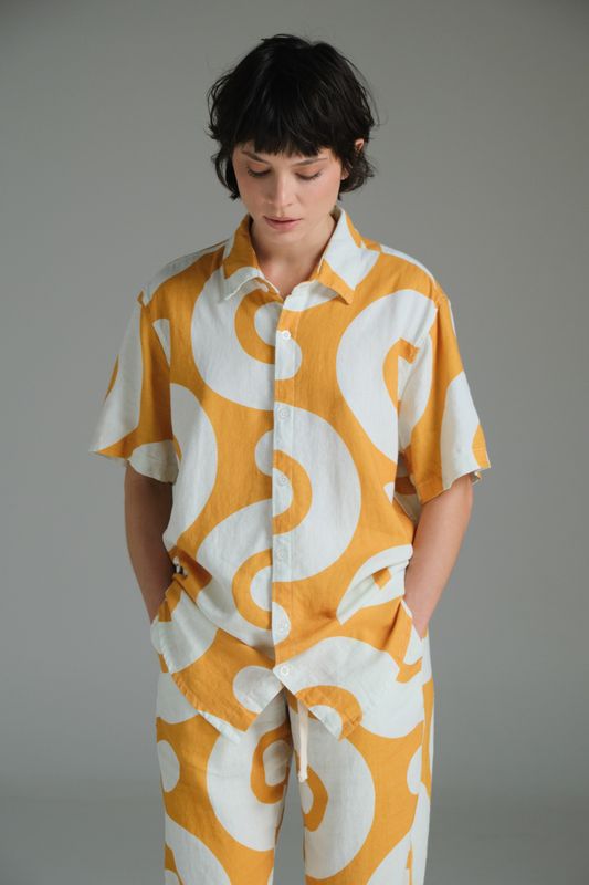 camisa linho mc 3rd floor darlan rosa amarelo