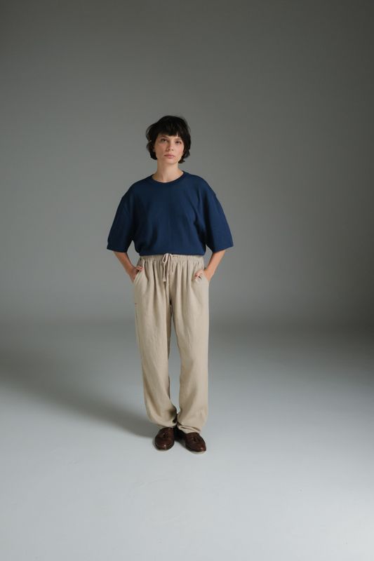 camiseta tricot marinho