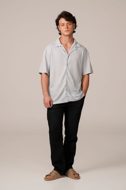 camisa tricot egipcio cinza