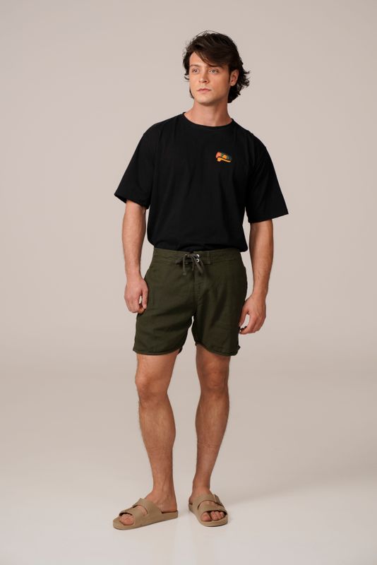 boardshort linho musgo