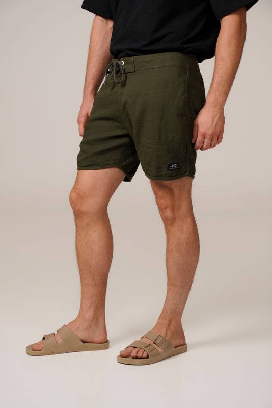 boardshort linho musgo