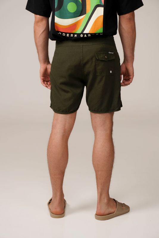 boardshort linho musgo
