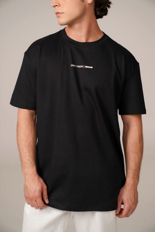 camiseta regular pare respire preto
