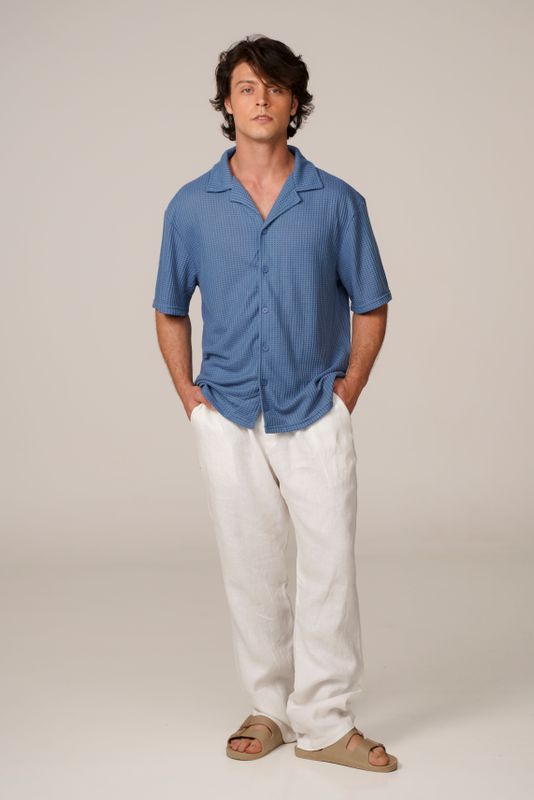 camisa tricot egipcio azul
