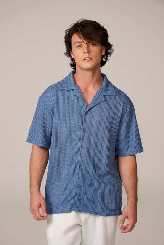 camisa tricot egipcio azul