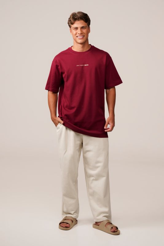 camiseta regular pare respire bordô