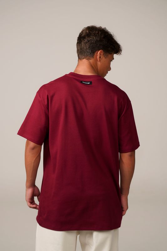 camiseta regular pare respire bordô
