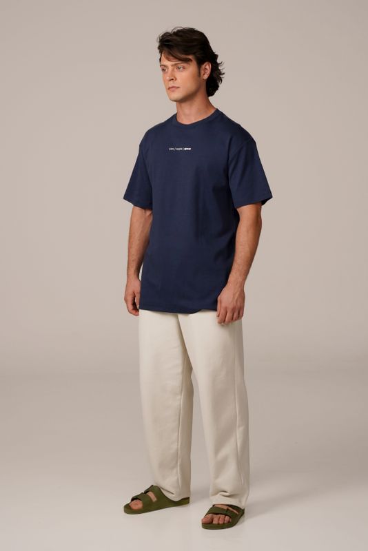 camiseta regular pare respire marinho