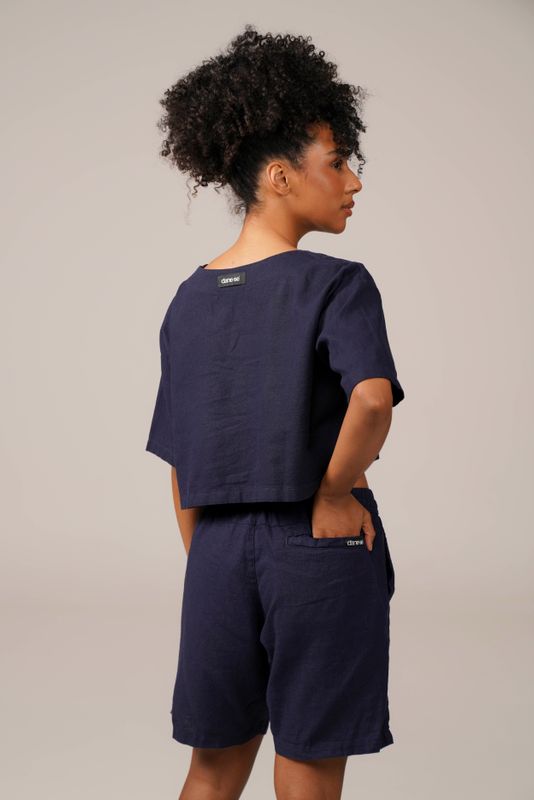 cropped linho marinho