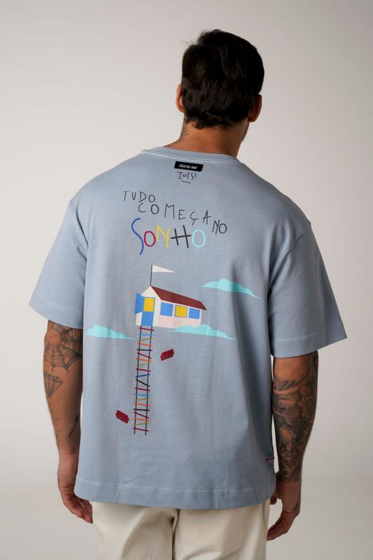 camiseta over box sonho azul