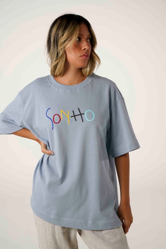 camiseta over box sonho azul