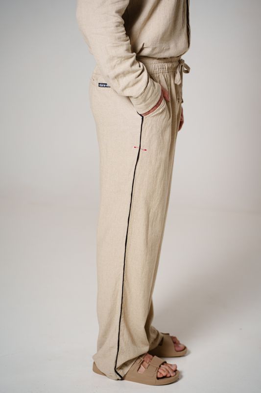 calça linho debrum natural