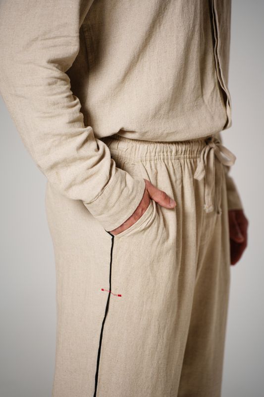 calça linho debrum natural