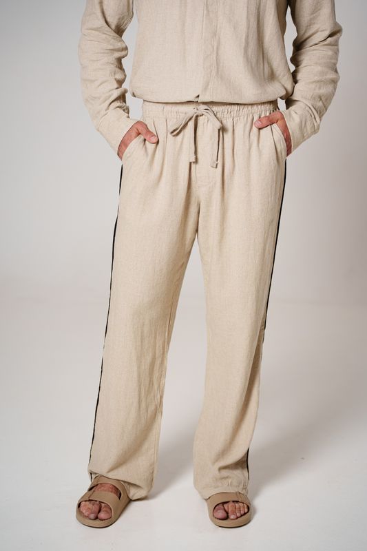 calça linho debrum natural