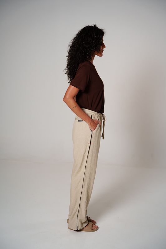 calça linho debrum natural