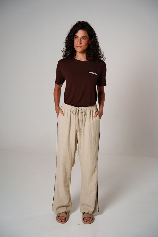 calça linho debrum natural