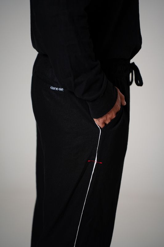 calça linho debrum preto