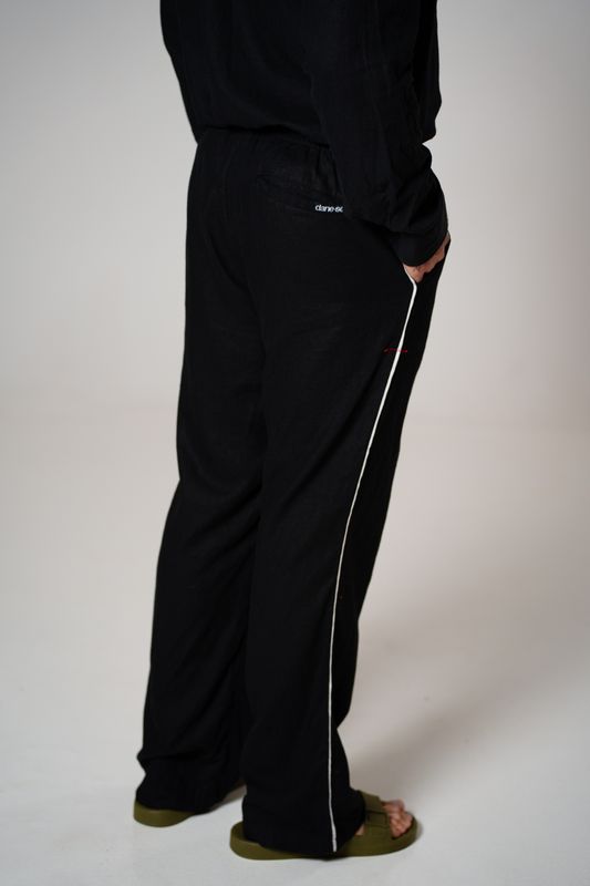 calça linho debrum preto