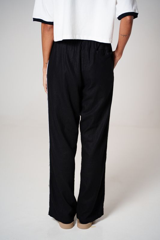 calça linho debrum preto
