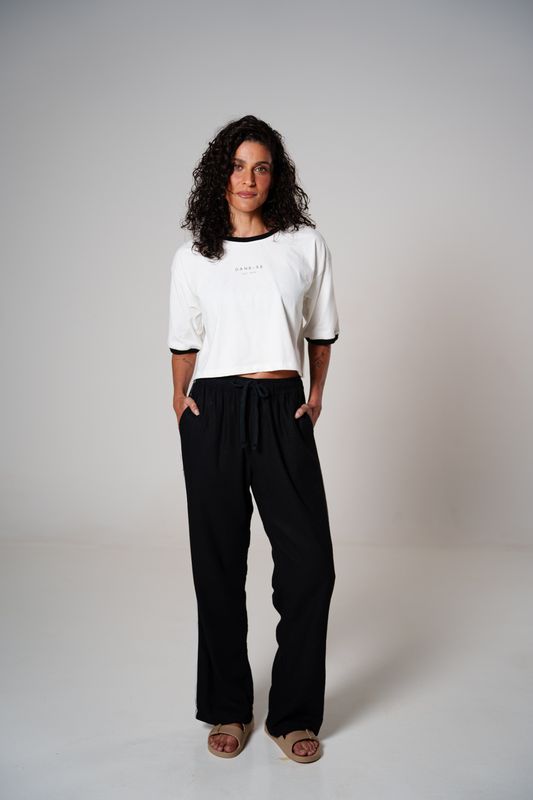 calça linho debrum preto