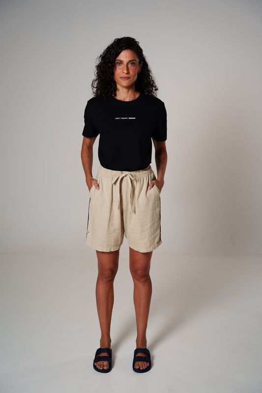 short linho debrum natural