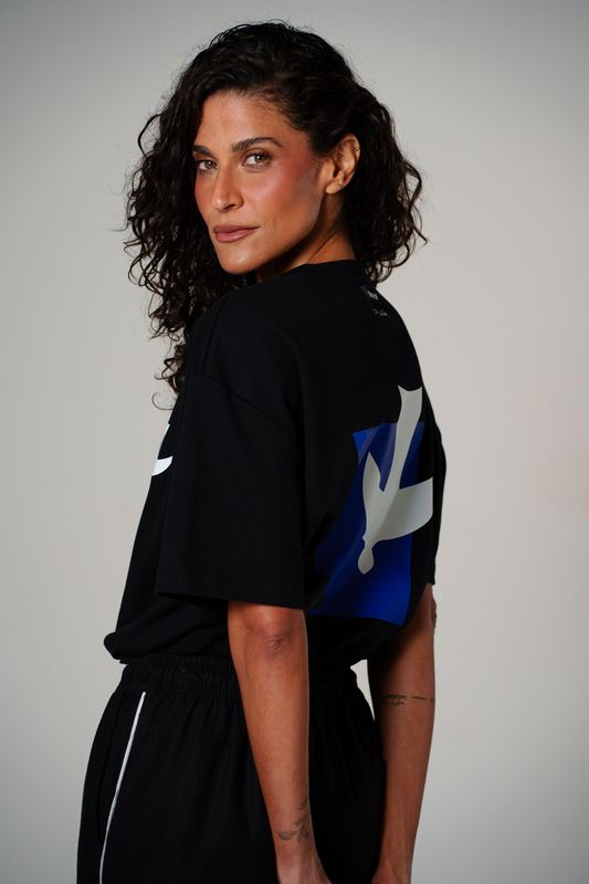 camiseta regular igrejinha Athos Bulcão preto