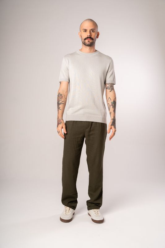 camiseta tricot egipcio cinza