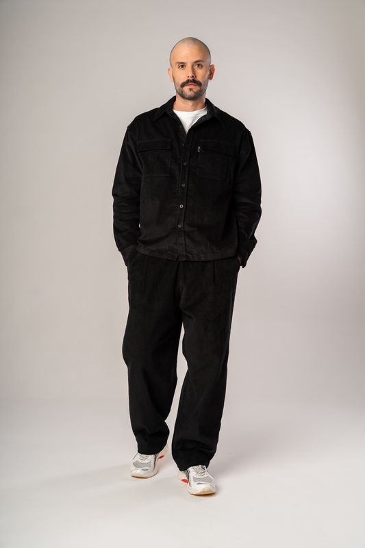 camisa over veludo ml preto