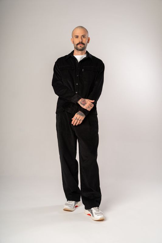 camisa over veludo ml preto