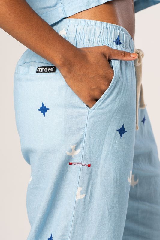 calça linho igrejinha natividade azul