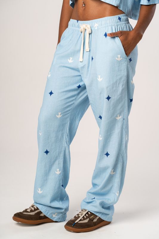 calça linho igrejinha natividade azul