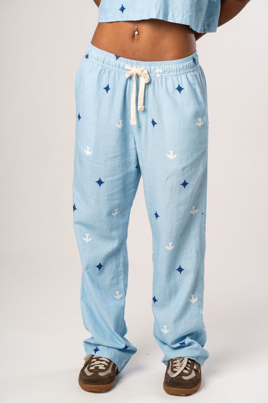 calça linho igrejinha natividade azul