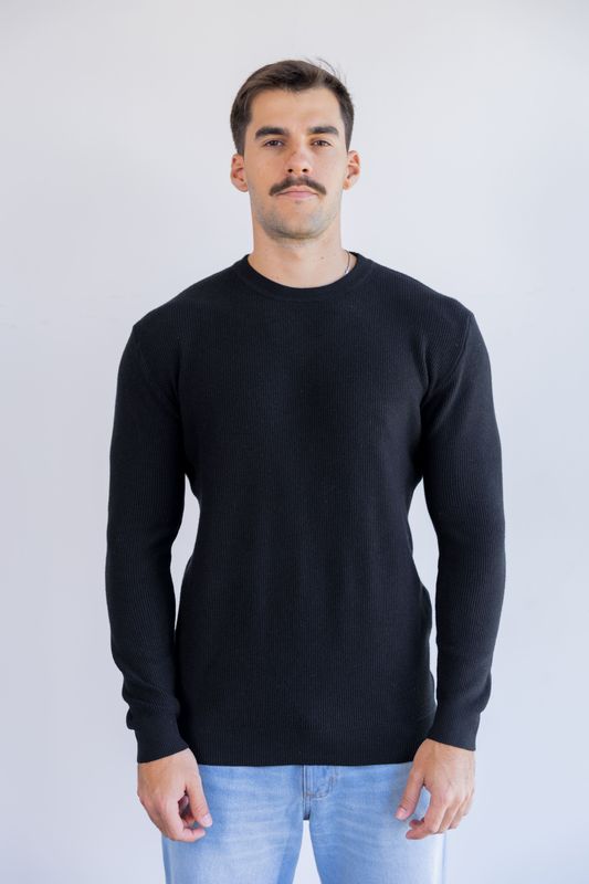 sueter tricot egipcio preto