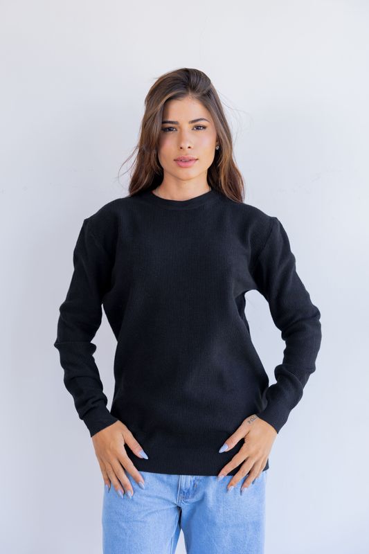 sueter tricot egipcio preto