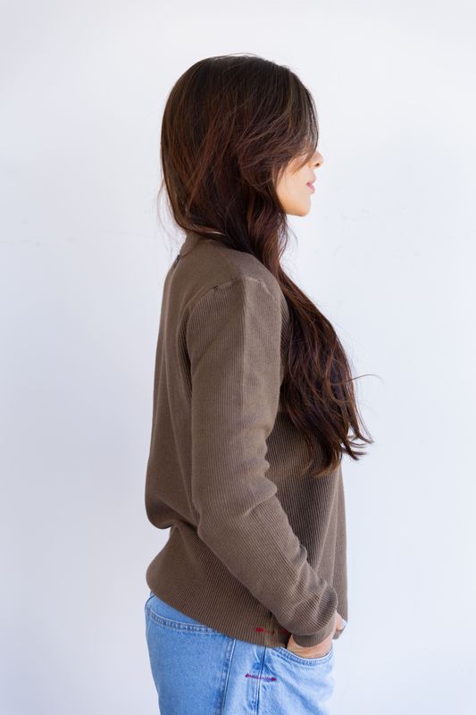 sueter tricot egipcio marrom