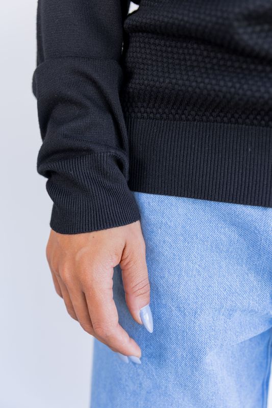 sueter tricot egipcio gola polo preto
