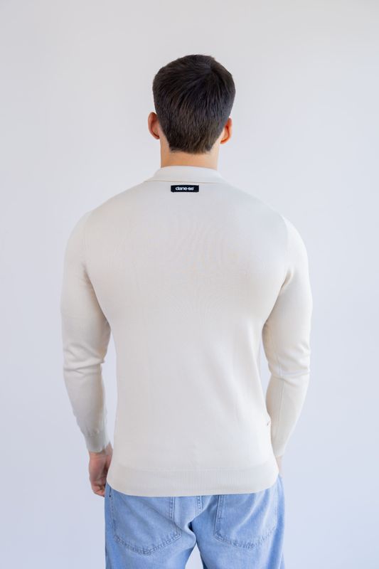 sueter tricot egipcio gola polo bege