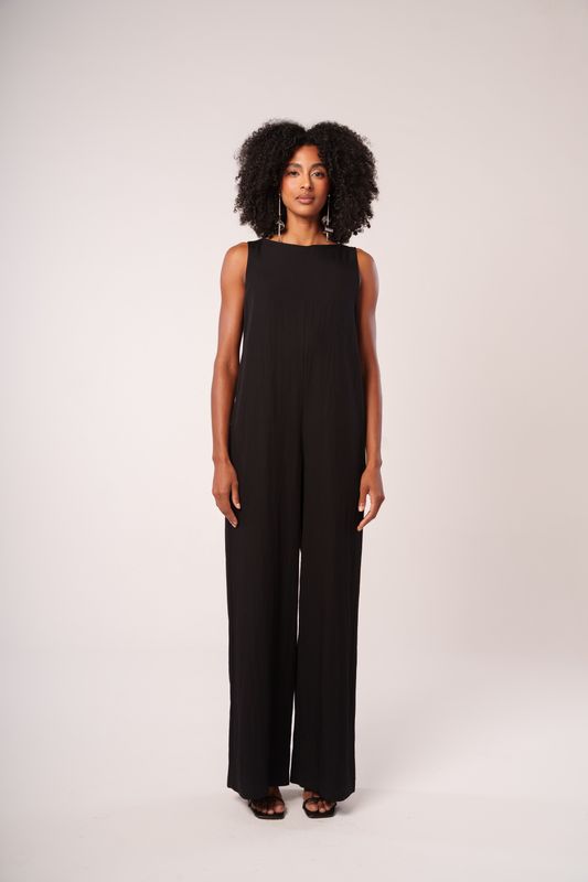 macacao wide leg pantalona preto