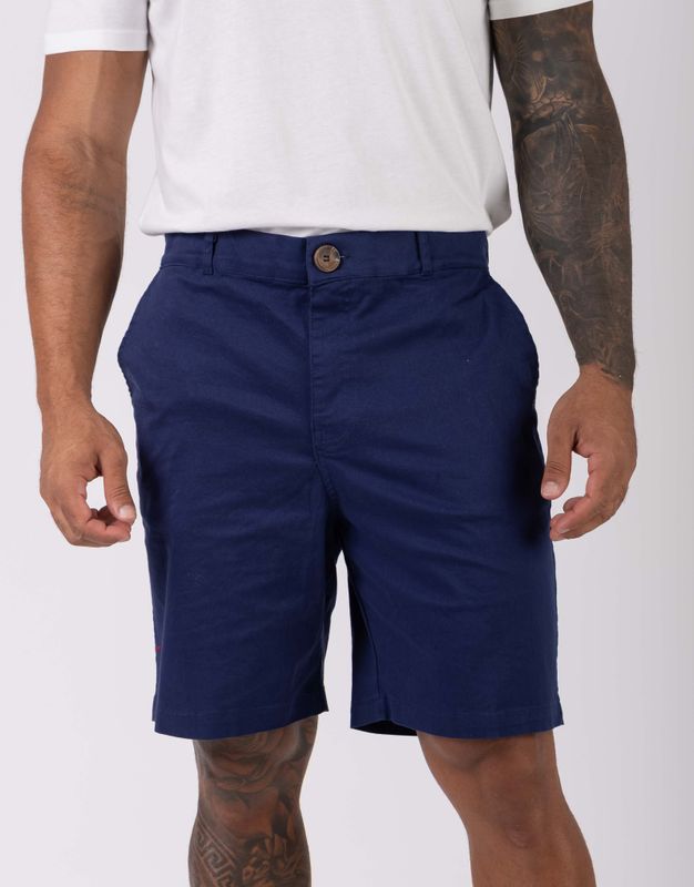 short sarja alfaiataria marinho