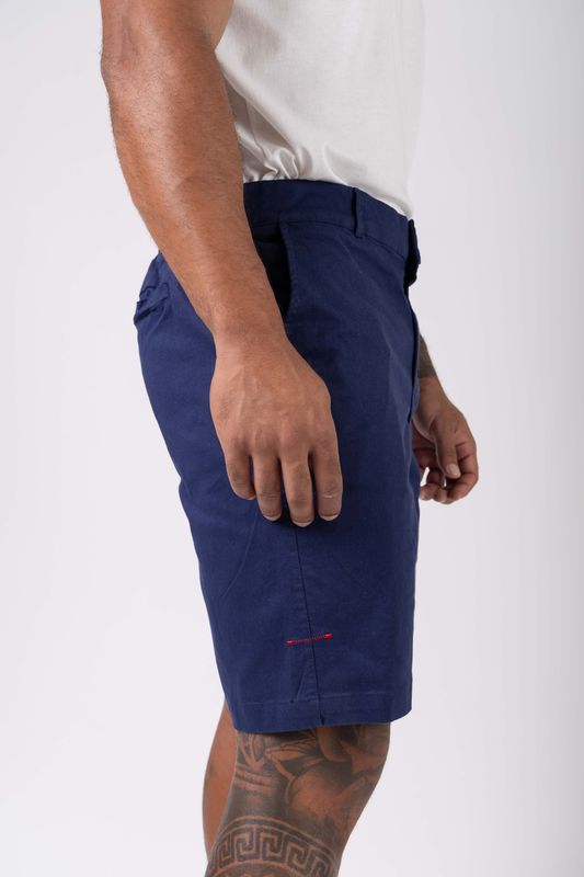 short sarja alfaiataria marinho