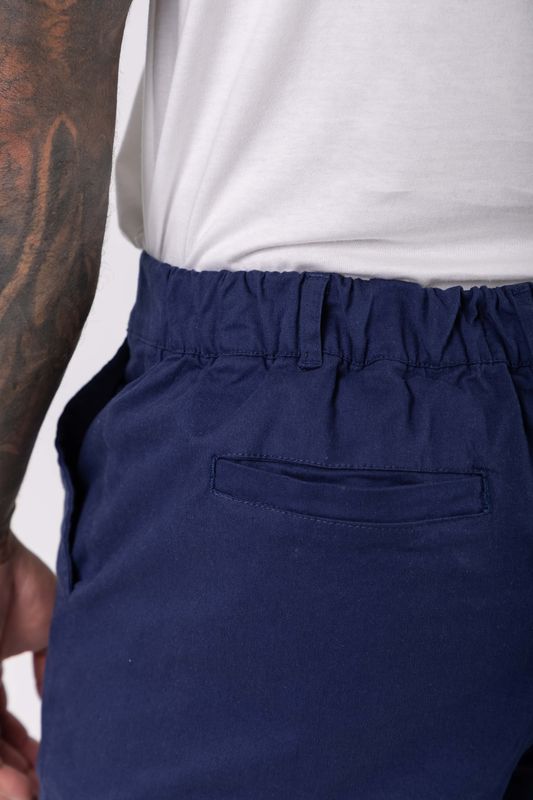 short sarja alfaiataria marinho