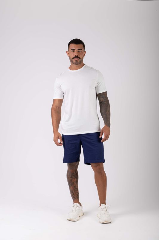 short sarja alfaiataria marinho