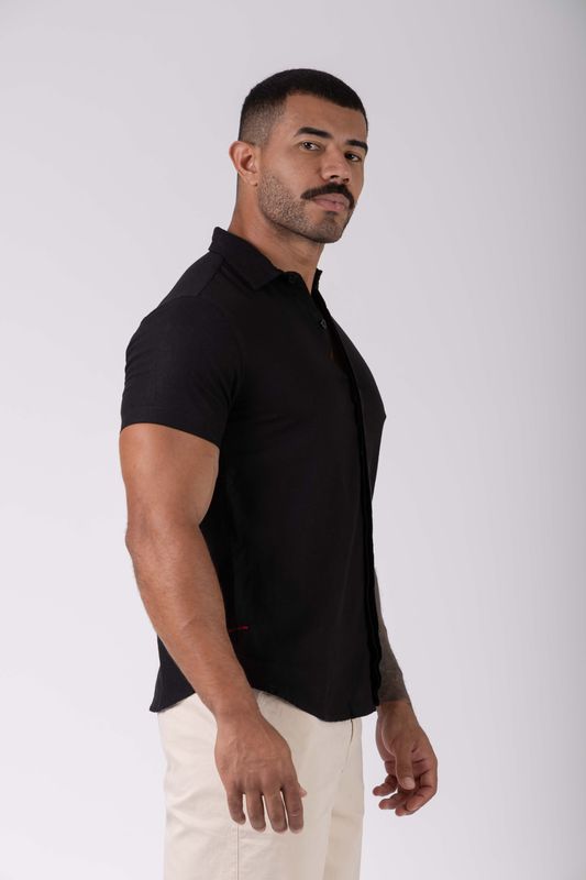 camisa linho mc plano bsb costas preto