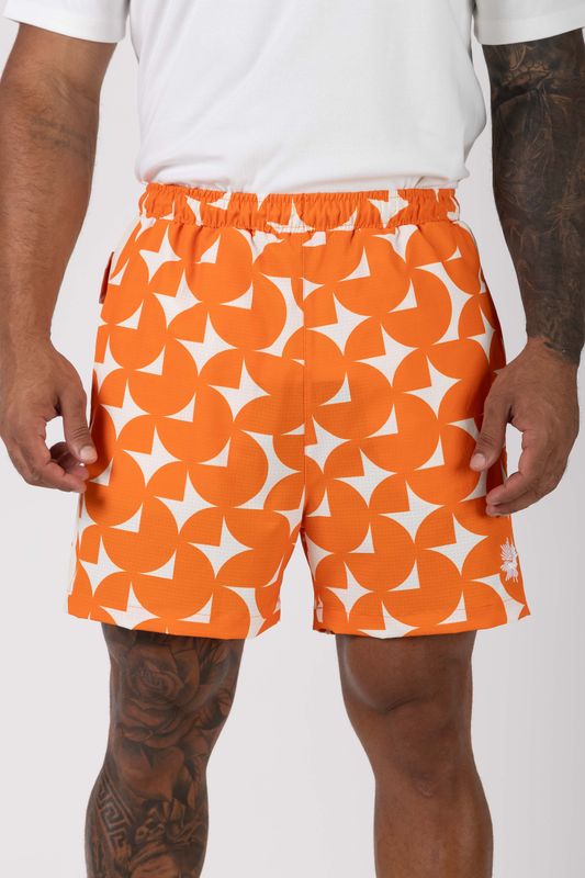 short tactel estampas na praia npf26 laranja